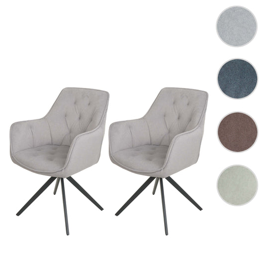 Cosmo Casa - Set van 2 Eetkamerstoelen - Draaibaar - Textiel - Lichtgrijs
