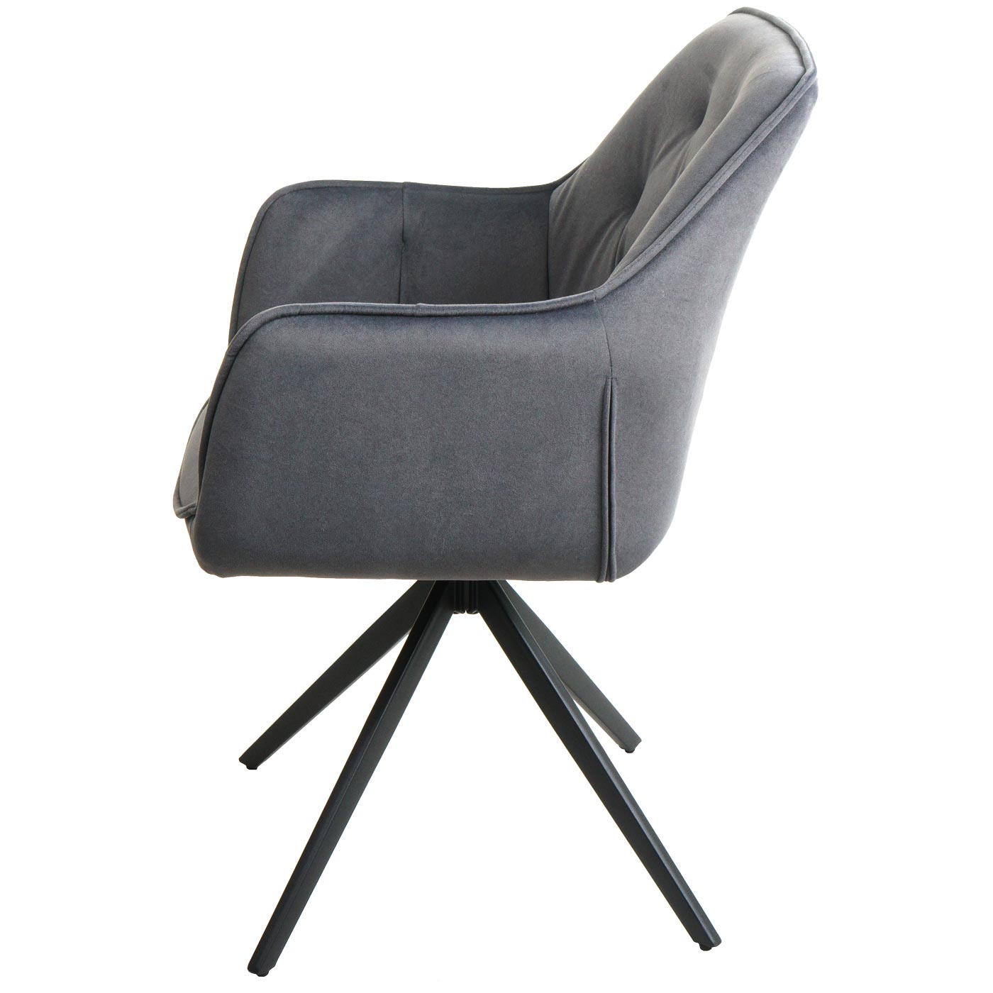 Cosmo Casa - Set van 2 Eetkamerstoelen - Draaibaar - Textiel - Antraciet