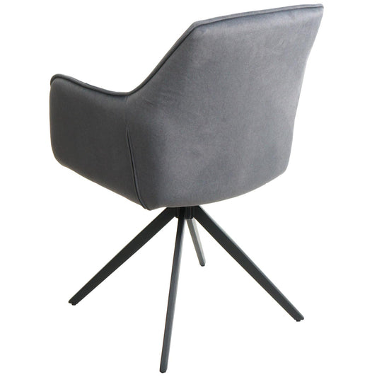Cosmo Casa - Set van 2 Eetkamerstoelen - Draaibaar - Textiel - Antraciet