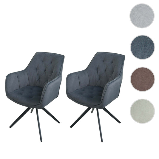 Cosmo Casa - Set van 2 Eetkamerstoelen - Draaibaar - Textiel - Antraciet
