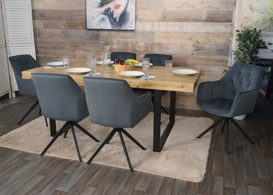 Cosmo Casa - Set van 2 Eetkamerstoelen - Draaibaar - Textiel - Antraciet