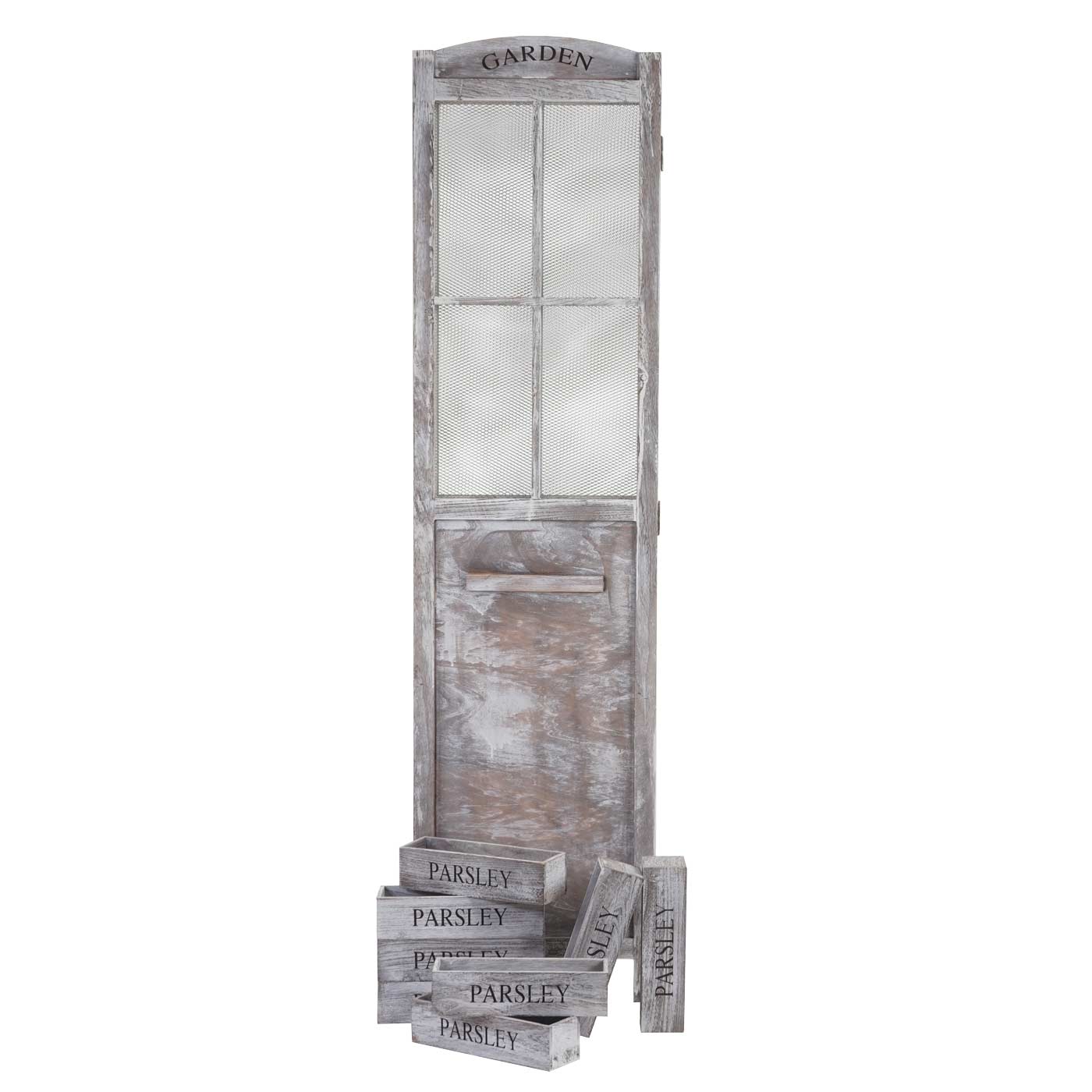 Cosmo Casa - Roomdivider - Met Plantenmanden - Hout - Bruingrijs - 170×180×22 cm