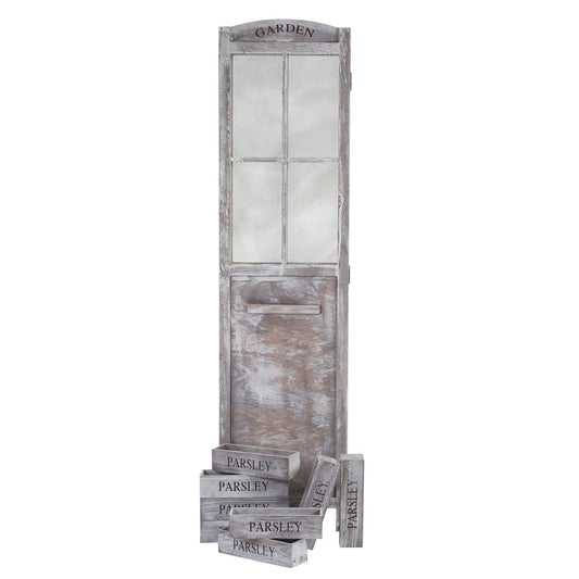 Cosmo Casa - Roomdivider - Met Plantenmanden - Hout - Bruingrijs - 170×180×22 cm