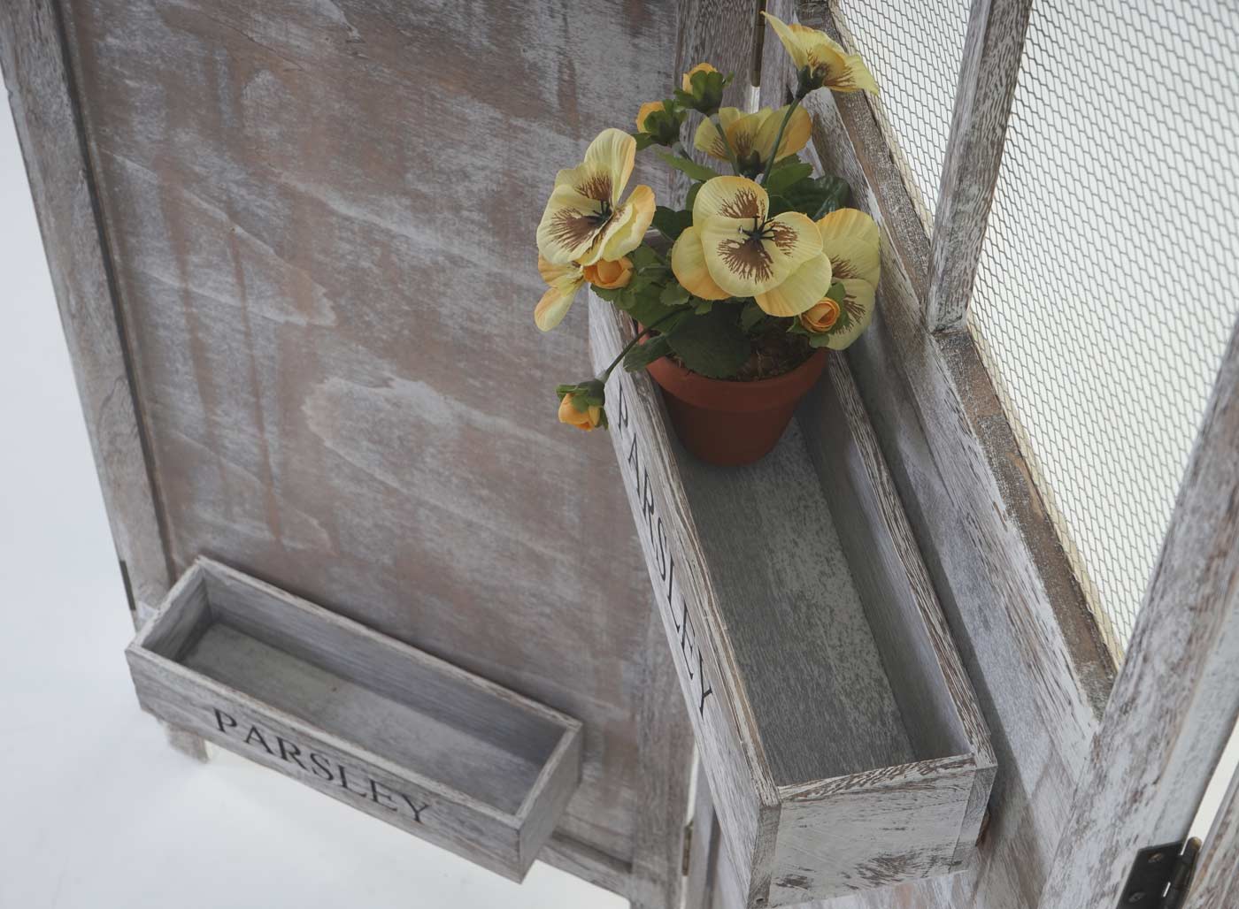 Cosmo Casa - Roomdivider - Met Plantenmanden - Hout - Bruingrijs - 170×180×22 cm