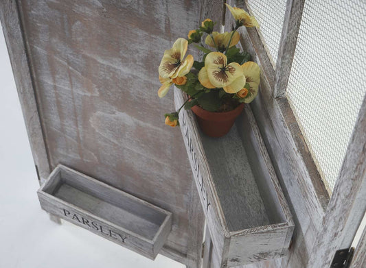 Cosmo Casa - Roomdivider - Met Plantenmanden - Hout - Bruingrijs - 170×180×22 cm