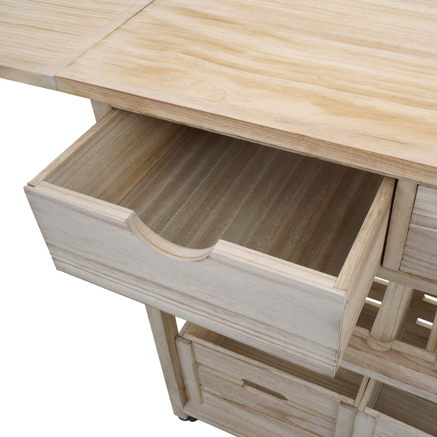 Cosmo Casa - Serveerwagen - Keukenwagen - Grenenhout - Naturel - 89×119×41 cm