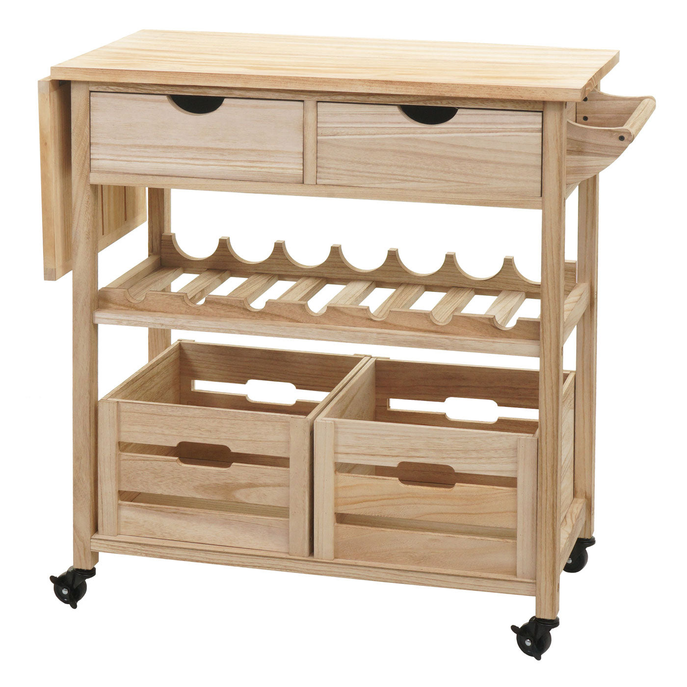 Cosmo Casa - Serveerwagen - Keukenwagen - Grenenhout - Naturel - 89×119×41 cm