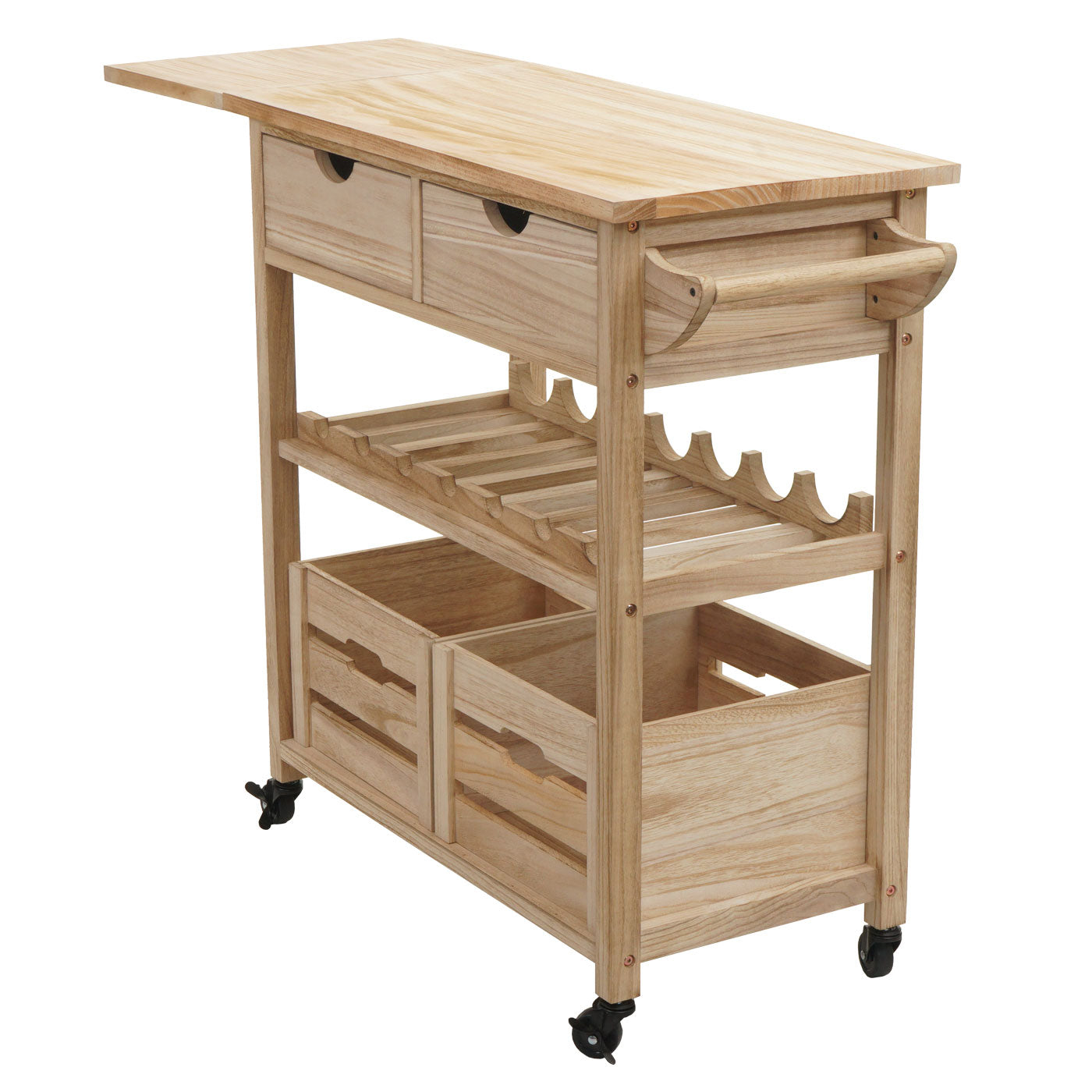 Cosmo Casa - Serveerwagen - Keukenwagen - Grenenhout - Naturel - 89×119×41 cm