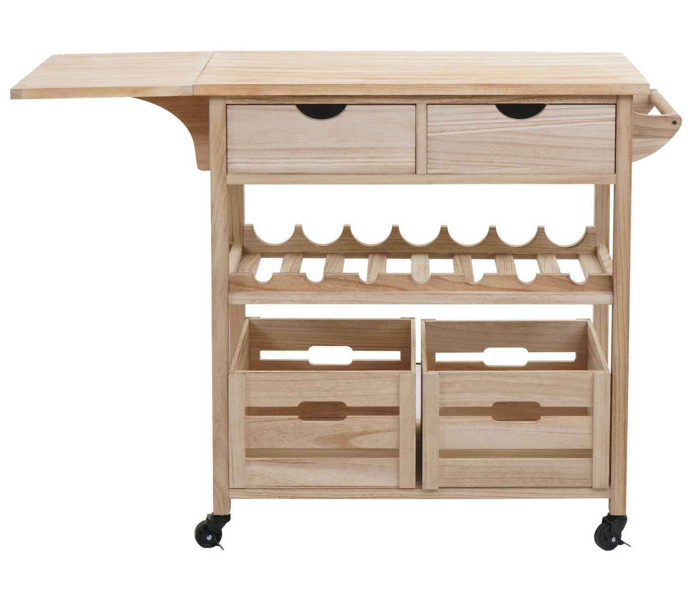 Cosmo Casa - Serveerwagen - Keukenwagen - Grenenhout - Naturel - 89×119×41 cm