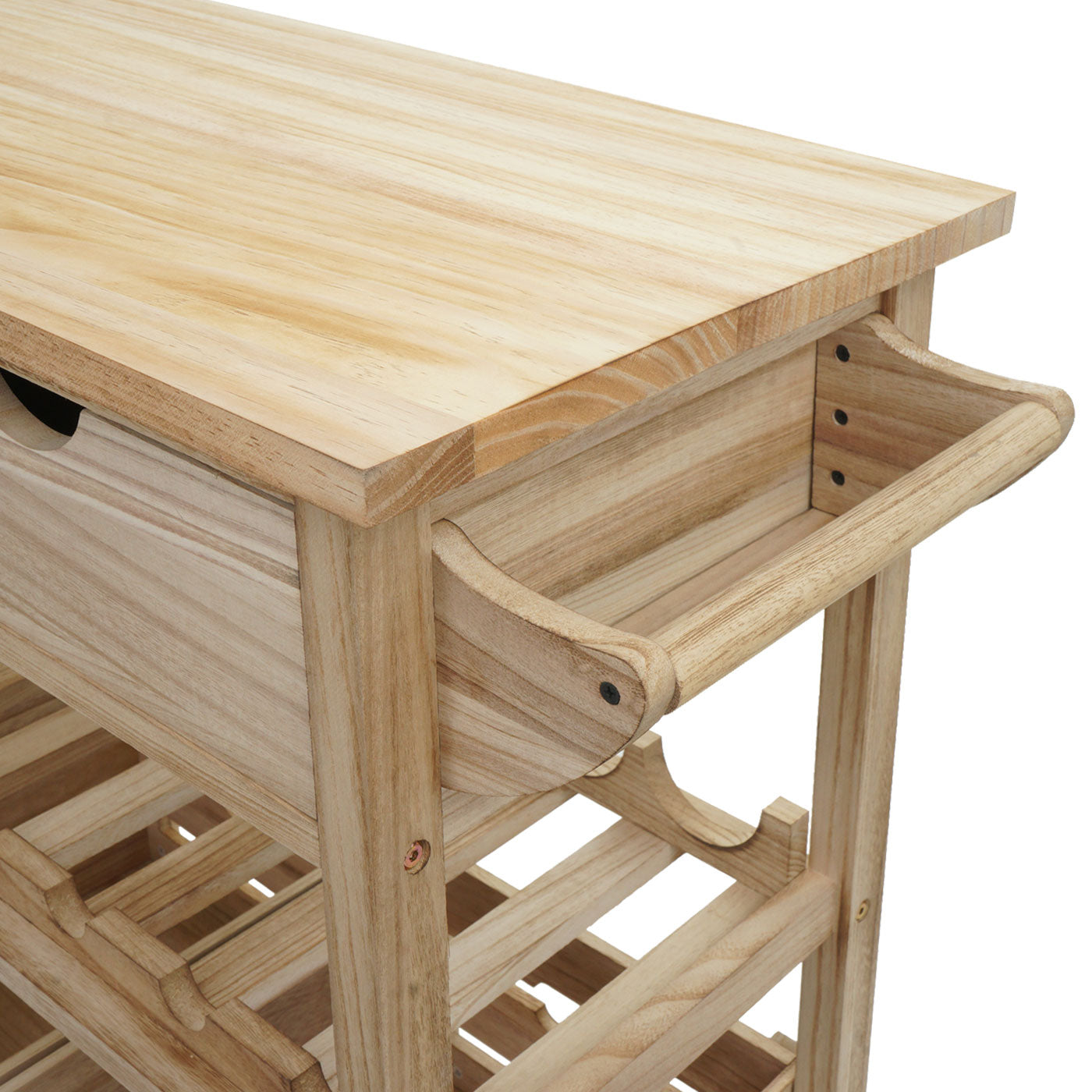 Cosmo Casa - Serveerwagen - Keukenwagen - Grenenhout - Naturel - 89×119×41 cm