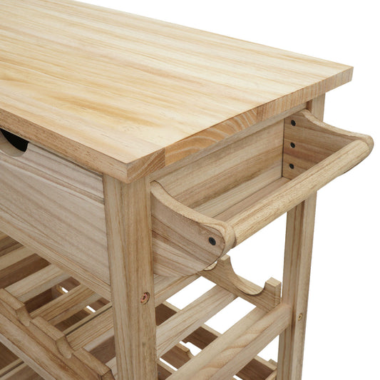 Cosmo Casa - Serveerwagen - Keukenwagen - Grenenhout - Naturel - 89×119×41 cm