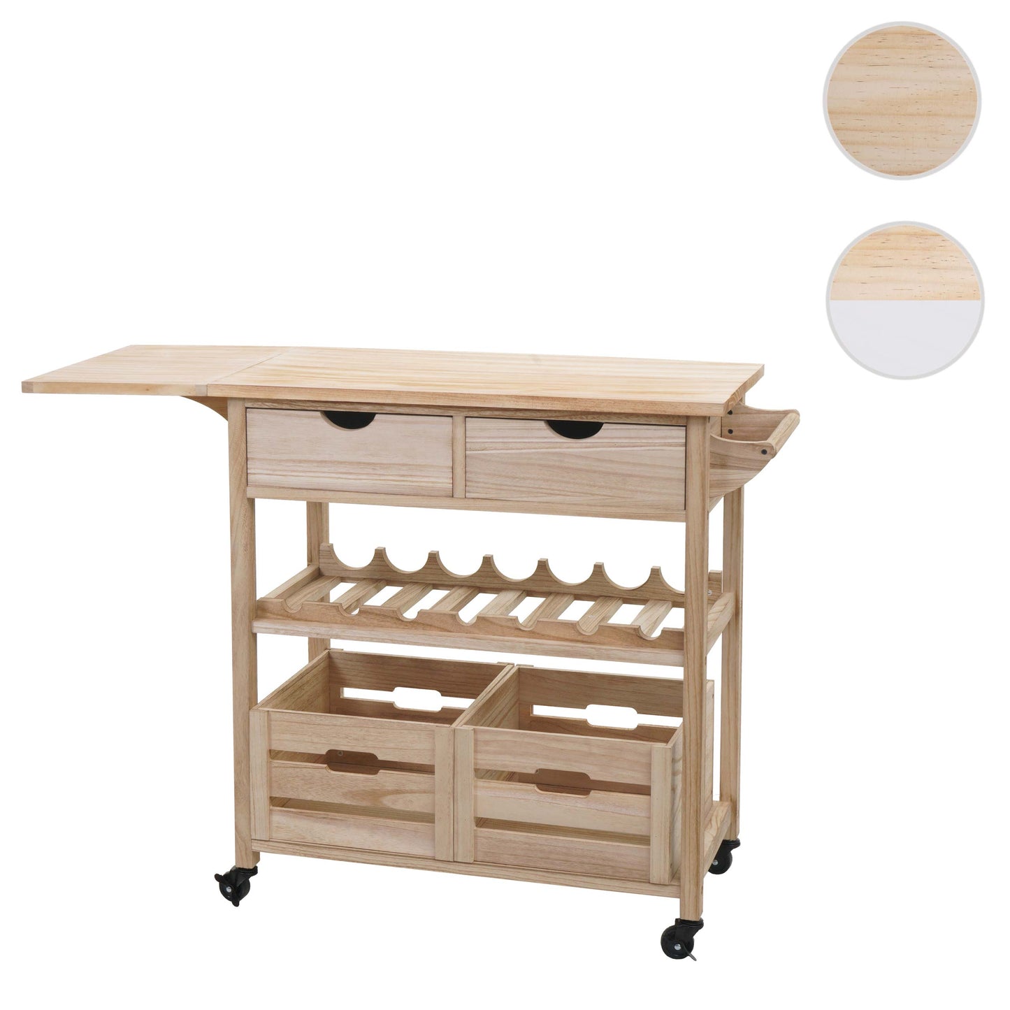 Cosmo Casa - Serveerwagen - Keukenwagen - Grenenhout - Naturel - 89×119×41 cm