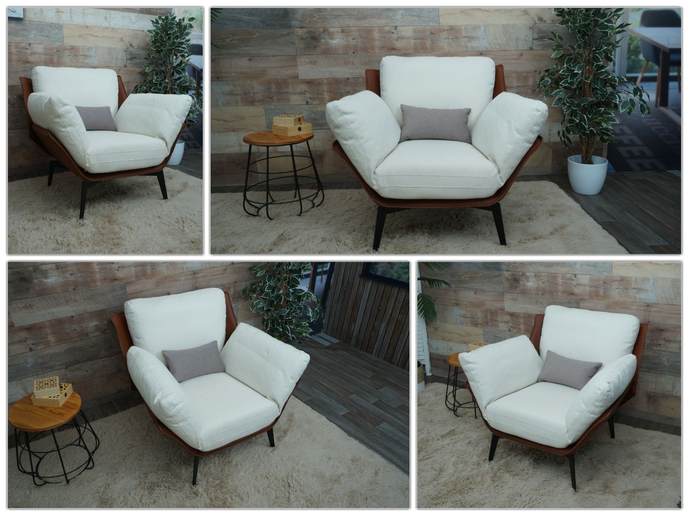 Cosmo Casa - Fauteuil - Relax - Kunstleer & Textiel - Donkerbruin