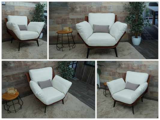 Cosmo Casa - Fauteuil - Relax - Kunstleer & Textiel - Donkerbruin