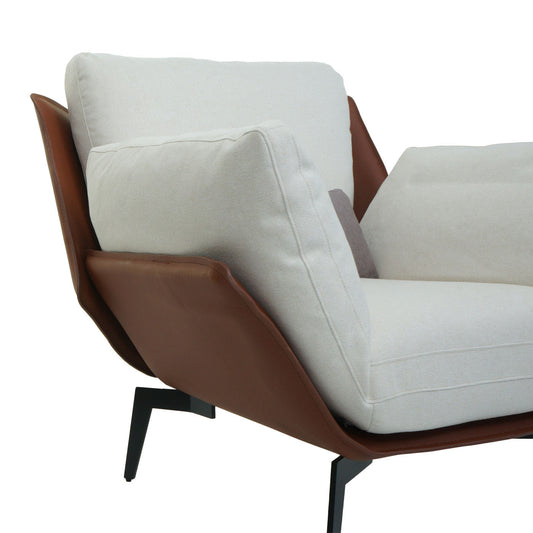 Cosmo Casa - Fauteuil - Relax - Kunstleer & Textiel - Donkerbruin