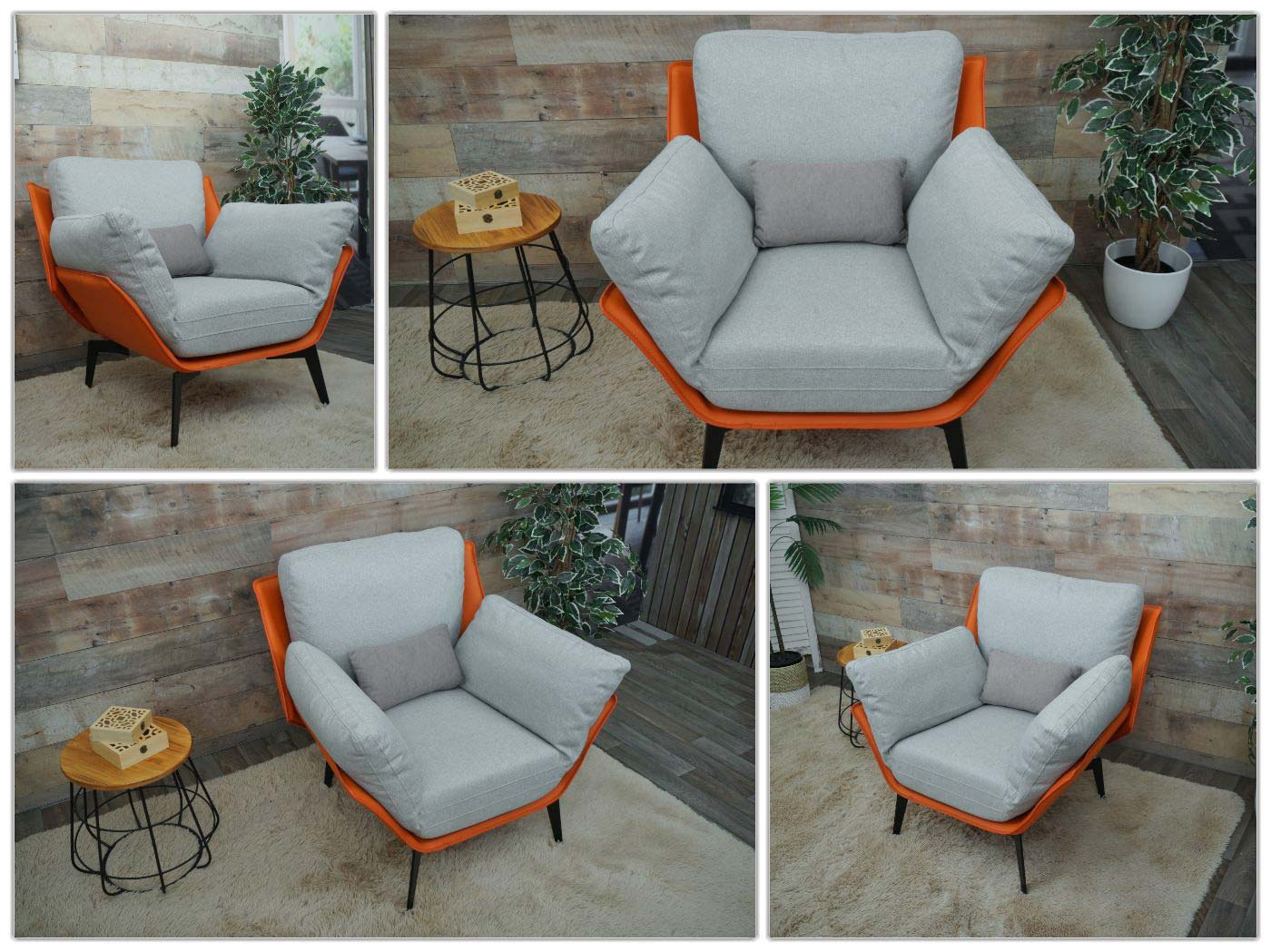 Cosmo Casa - Fauteuil - Relax - Kunstleer & Textiel - Terracotta