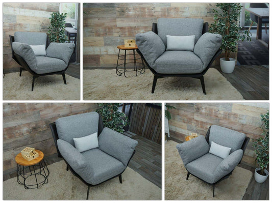 Cosmo Casa - Fauteuil - Relax - Kunstleer & Textiel - Zwart