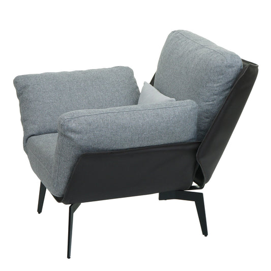Cosmo Casa - Fauteuil - Relax - Kunstleer & Textiel - Zwart