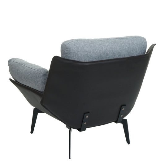 Cosmo Casa - Fauteuil - Relax - Kunstleer & Textiel - Zwart