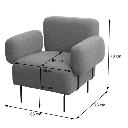 Cosmo Casa - Loungestoel - Bouclé - Textiel - Crème