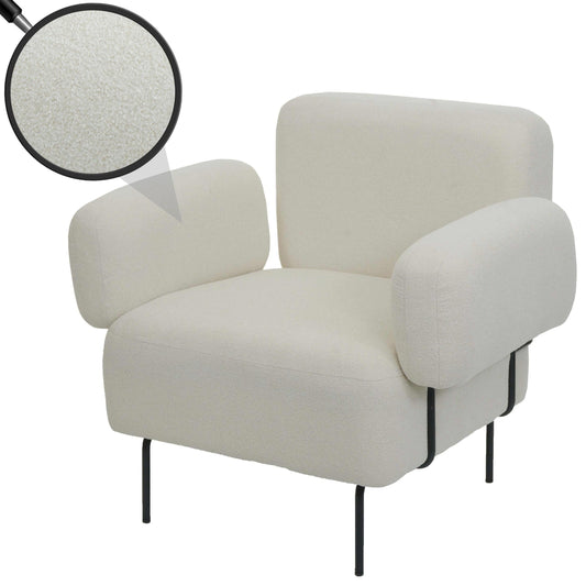 Cosmo Casa - Loungestoel - Bouclé - Textiel - Crème