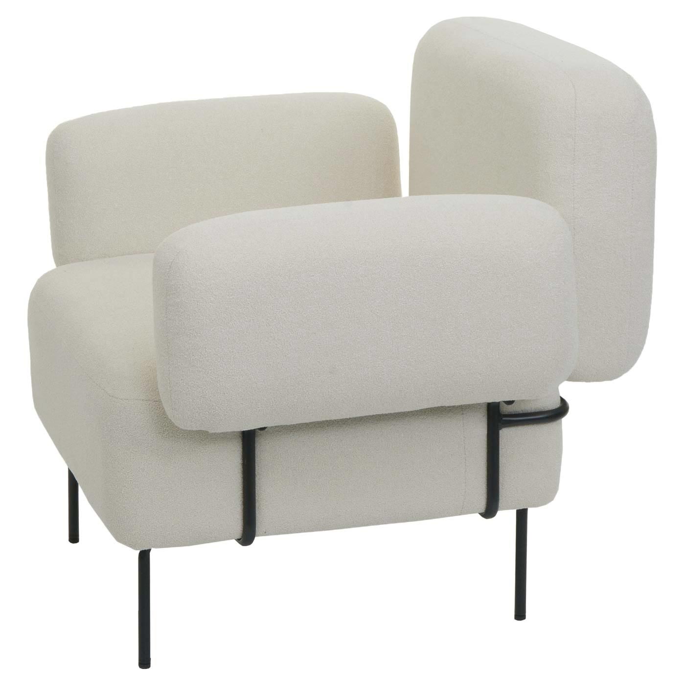 Cosmo Casa - Loungestoel - Bouclé - Textiel - Crème