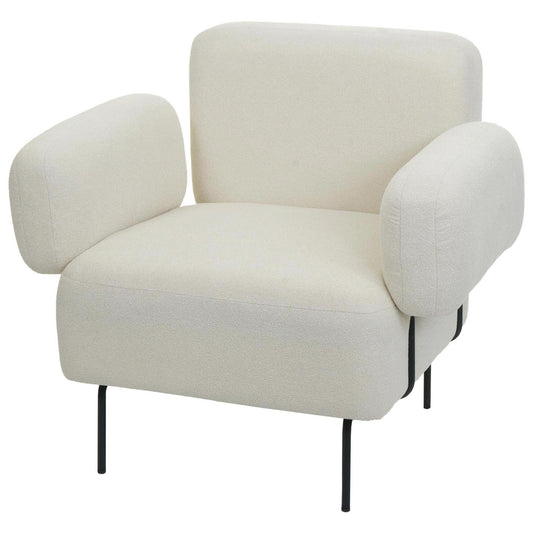 Cosmo Casa - Loungestoel - Bouclé - Textiel - Crème