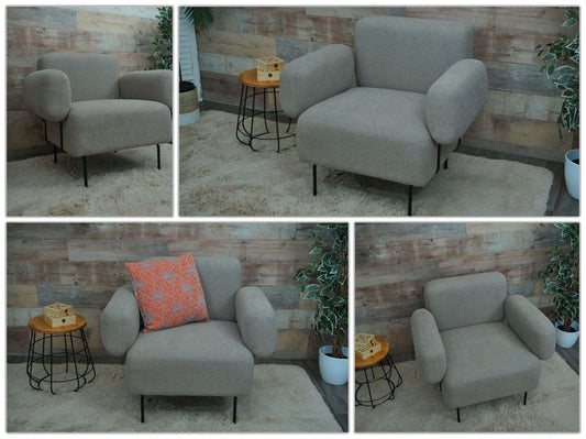 Cosmo Casa - Loungestoel - Bouclé - Textiel - Grijs