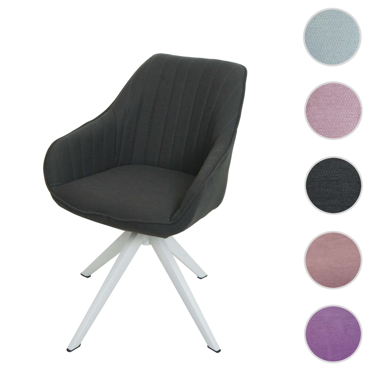 Cosmo Casa - Eetkamerstoel - Stoffen draaistoel met armleuning - Stoftextiel - Donkergrijs