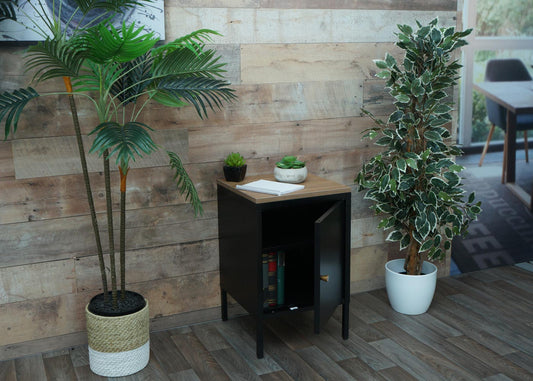 Cosmo Casa - Nachtkastje - Bijzettafel - Metaal - Zwart - 63×40×40 cm