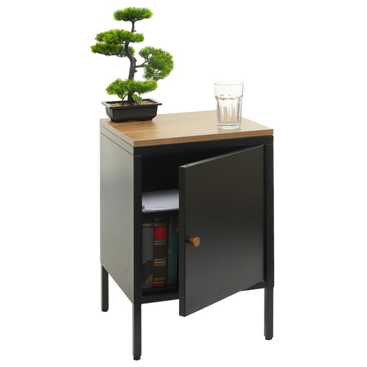 Cosmo Casa - Nachtkastje - Bijzettafel - Metaal - Zwart - 63×40×40 cm