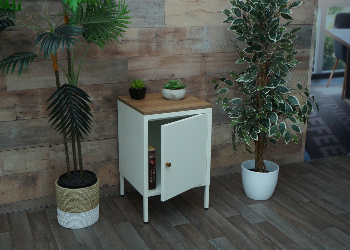 Cosmo Casa - Nachtkastje - Bijzettafel - Metaal - Wit - 63×40×40 cm