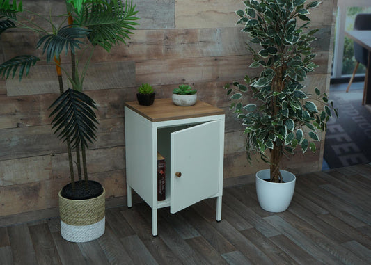 Cosmo Casa - Nachtkastje - Bijzettafel - Metaal - Wit - 63×40×40 cm