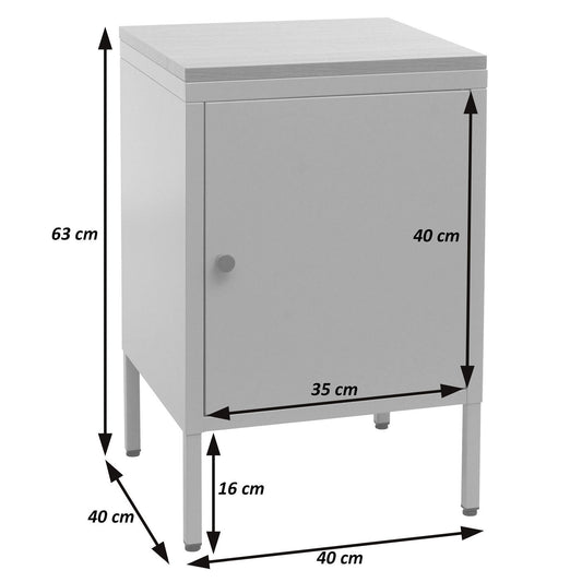 Cosmo Casa - Nachtkastje - Bijzettafel - Metaal - Wit - 63×40×40 cm