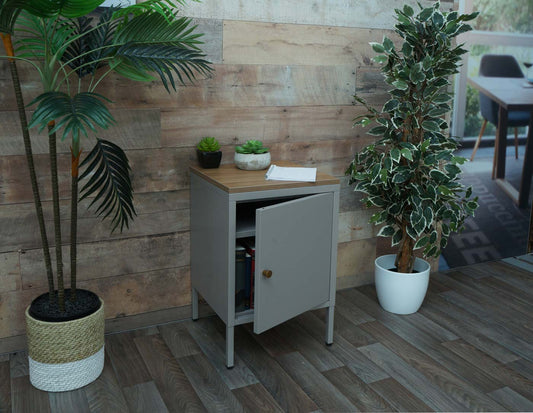 Cosmo Casa - Nachtkastje - Bijzettafel - Metaal - Grijs - 63×40×40 cm