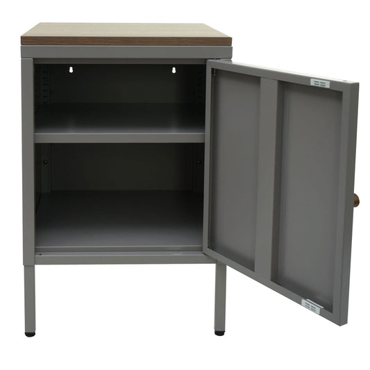 Cosmo Casa - Nachtkastje - Bijzettafel - Metaal - Grijs - 63×40×40 cm