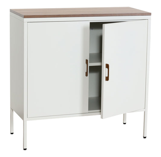 Cosmo Casa - Ladekast - Dressoirkast 2 deuren - Metaal en Melamine - Wit - 90×90×40 cm