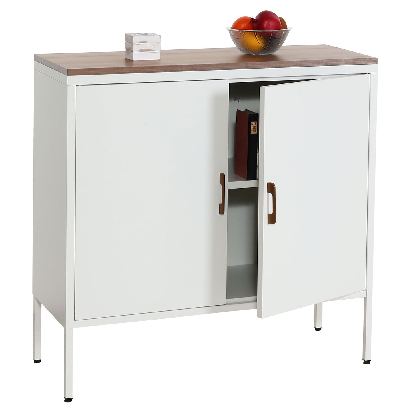 Cosmo Casa - Ladekast - Dressoirkast 2 deuren - Metaal en Melamine - Wit - 90×90×40 cm