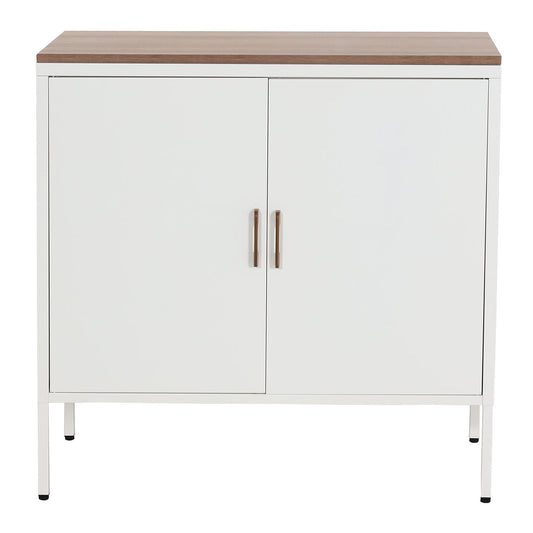 Cosmo Casa - Ladekast - Dressoirkast 2 deuren - Metaal en Melamine - Wit - 90×90×40 cm
