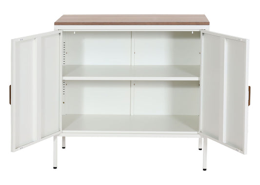 Cosmo Casa - Ladekast - Dressoirkast 2 deuren - Metaal en Melamine - Wit - 90×90×40 cm