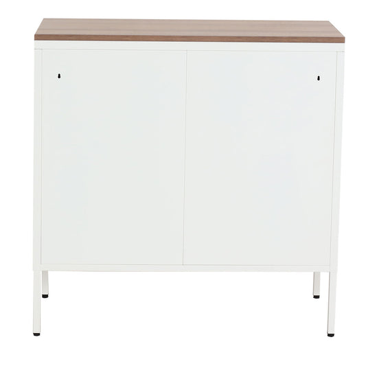 Cosmo Casa - Ladekast - Dressoirkast 2 deuren - Metaal en Melamine - Wit - 90×90×40 cm