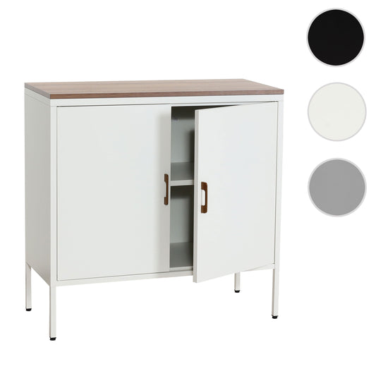 Cosmo Casa - Ladekast - Dressoirkast 2 deuren - Metaal en Melamine - Wit - 90×90×40 cm