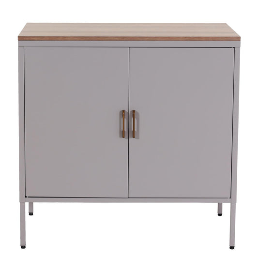 Cosmo Casa - Ladenkast - Dressoirkast 2 deuren - Metaal en Melamine - Grijs - 90×90×40 cm