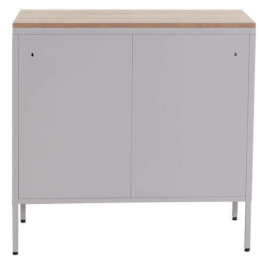 Cosmo Casa - Ladenkast - Dressoirkast 2 deuren - Metaal en Melamine - Grijs - 90×90×40 cm