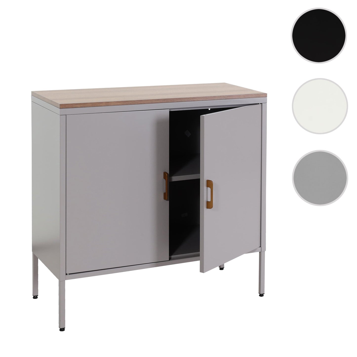 Cosmo Casa - Ladenkast - Dressoirkast 2 deuren - Metaal en Melamine - Grijs - 90×90×40 cm