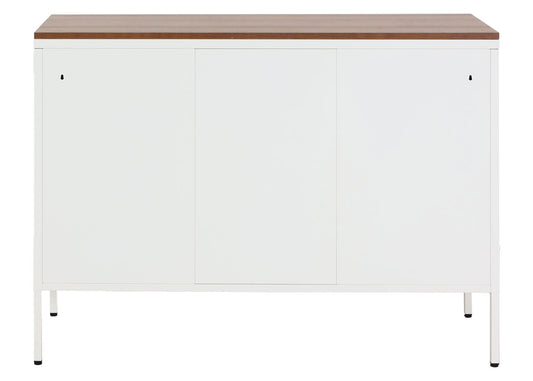 Cosmo Casa - Ladekast - Dressoirkast 3 deuren - Metaal en Melamine - Wit - 90×120×40 cm