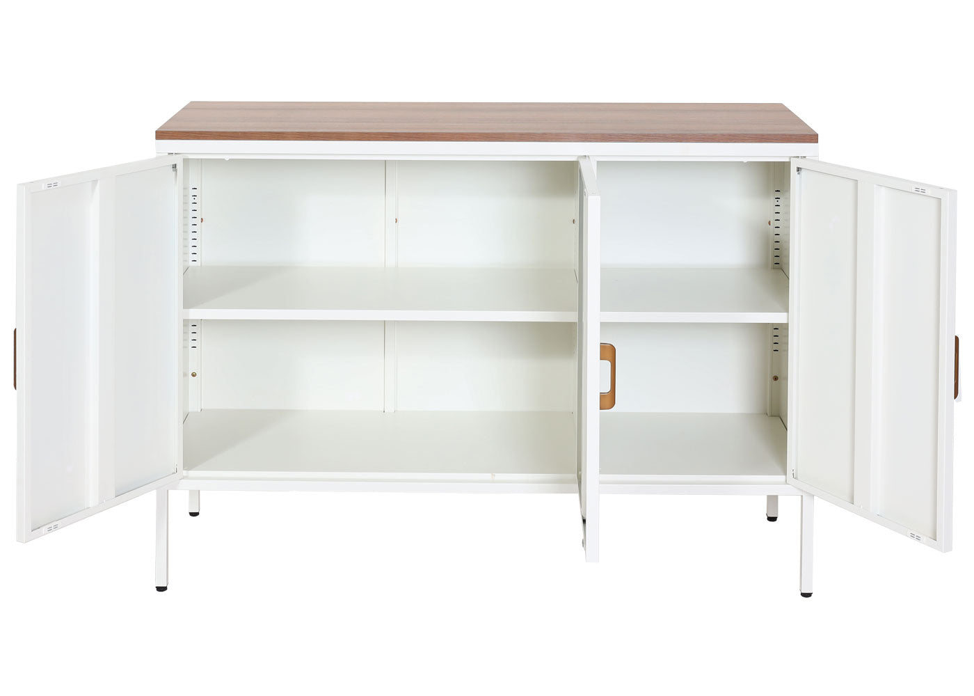 Cosmo Casa - Ladekast - Dressoirkast 3 deuren - Metaal en Melamine - Wit - 90×120×40 cm