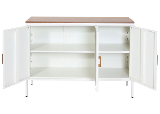 Cosmo Casa - Ladekast - Dressoirkast 3 deuren - Metaal en Melamine - Wit - 90×120×40 cm