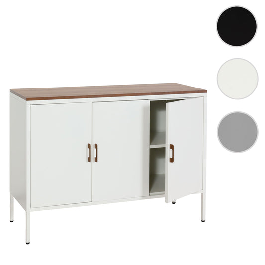 Cosmo Casa - Ladekast - Dressoirkast 3 deuren - Metaal en Melamine - Wit - 90×120×40 cm