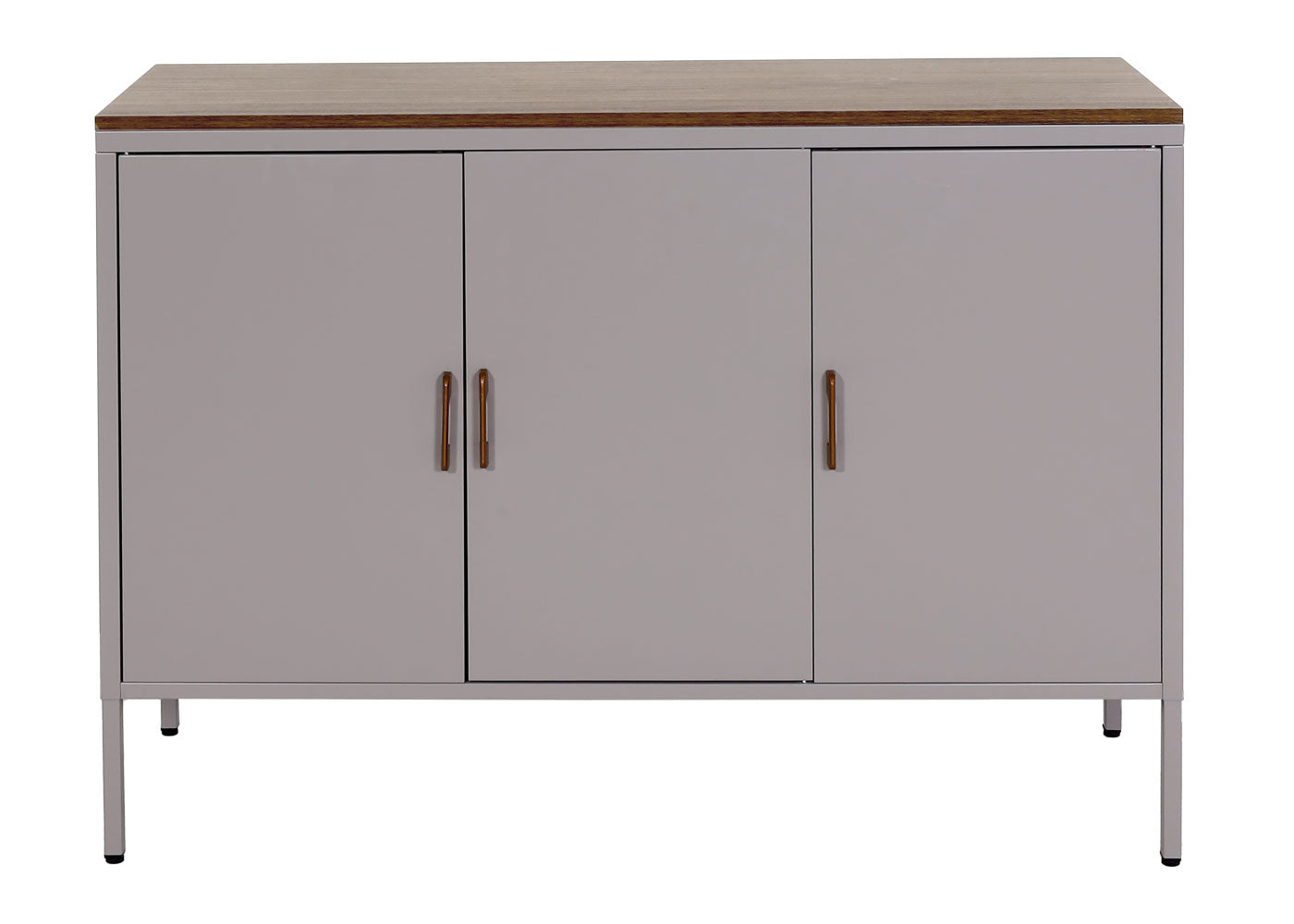 Cosmo Casa - Ladekast - Dressoirkast 3 deuren - Metaal en Melamine - Grijs - 90×120×40 cm